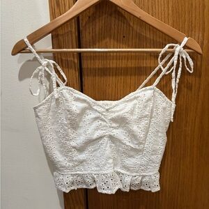 White Eyelet Lace Women's Top